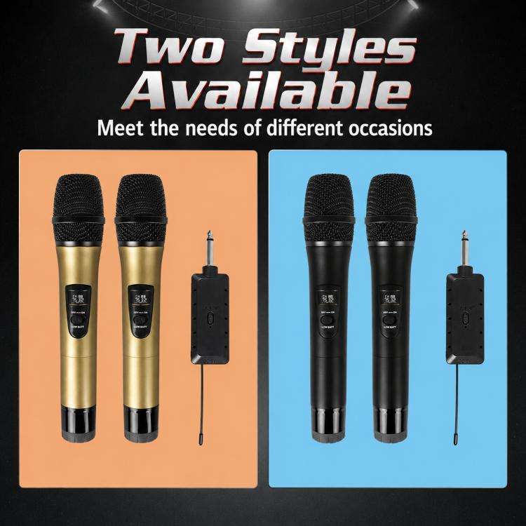 E8 1 to 2 VHF Wireless Noise Reduction Handheld Microphone(Gold)