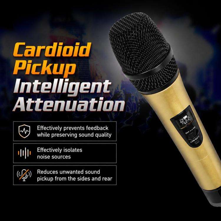 E8 1 to 2 VHF Wireless Noise Reduction Handheld Microphone(Black)