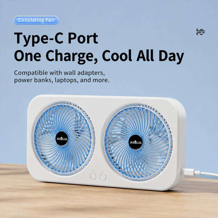 F8 Dual-Head Desktop Air Circulation Cooling Fan(Blue)