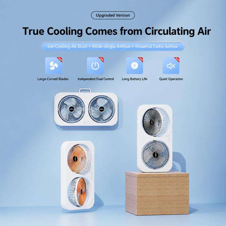 F8 Dual-Head Desktop Air Circulation Cooling Fan(Blue)