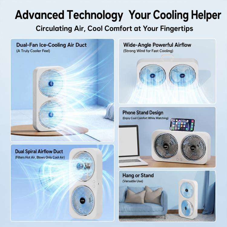 F8 Dual-Head Desktop Air Circulation Cooling Fan(Green)