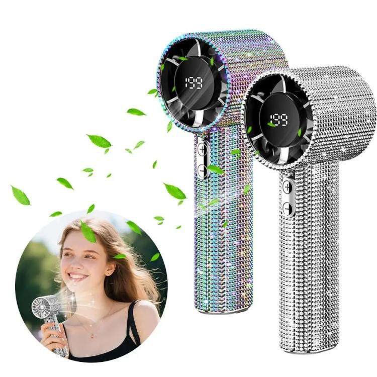 S5 Bling Rhinestone High-speed Handheld Fan(White)