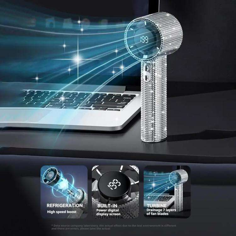 S5 Bling Rhinestone High-speed Handheld Fan(White)
