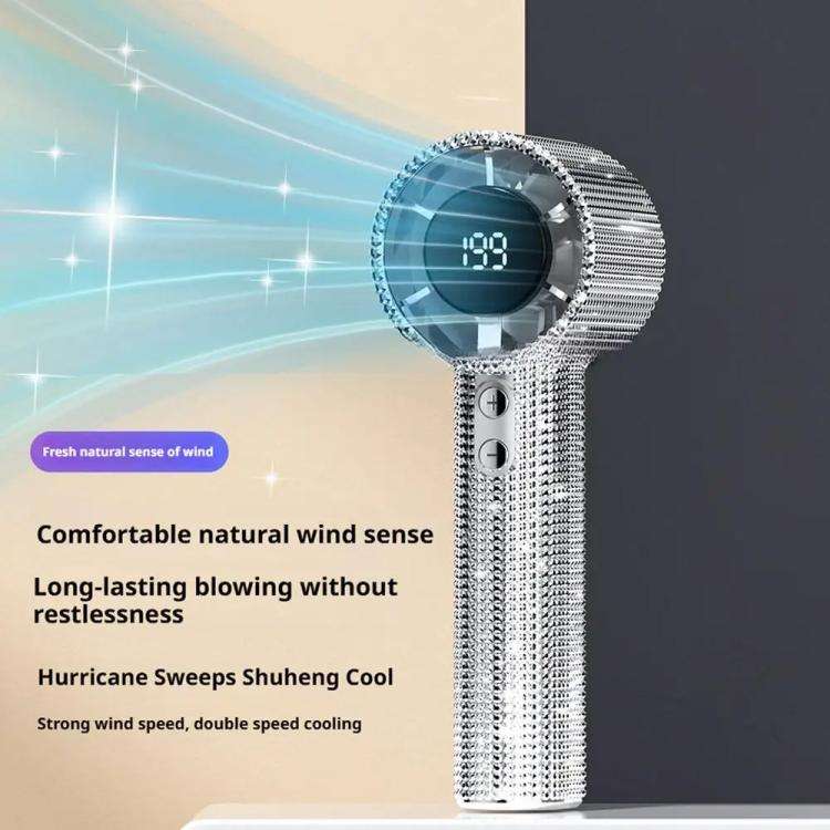 S5 Bling Rhinestone High-speed Handheld Fan(White)