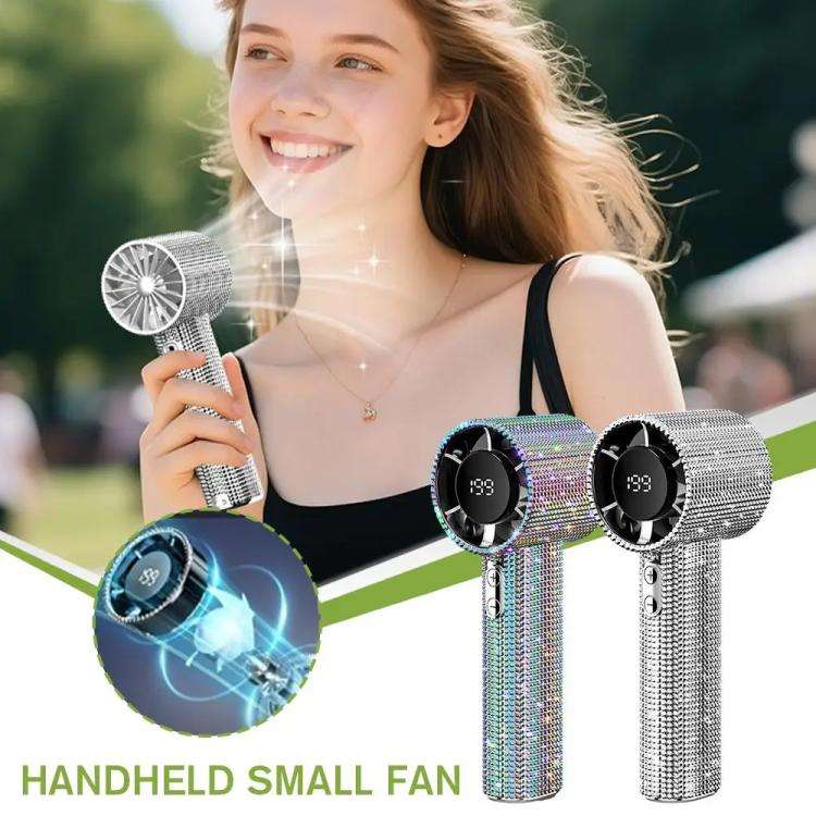 S5 Bling Rhinestone High-speed Handheld Fan(White)