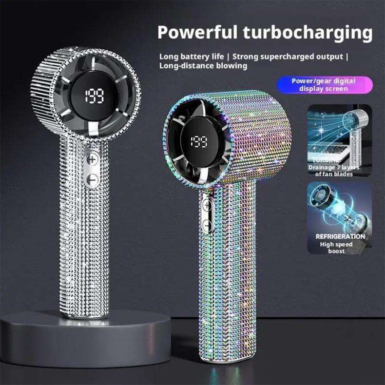 S5 Bling Rhinestone High-speed Handheld Fan(White)