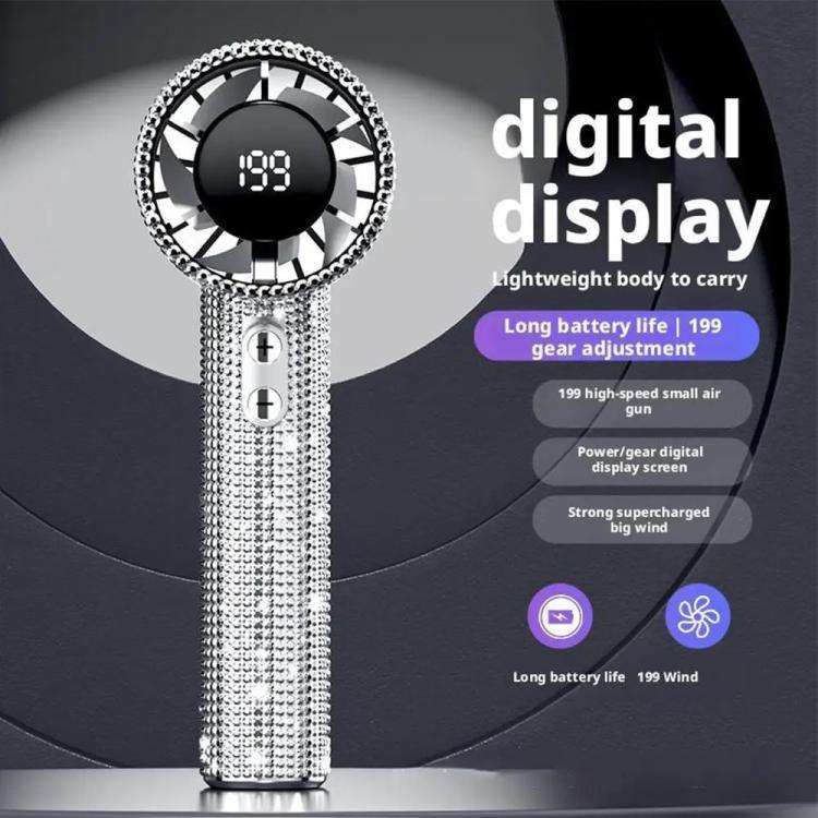 S5 Bling Rhinestone High-speed Handheld Fan(White)