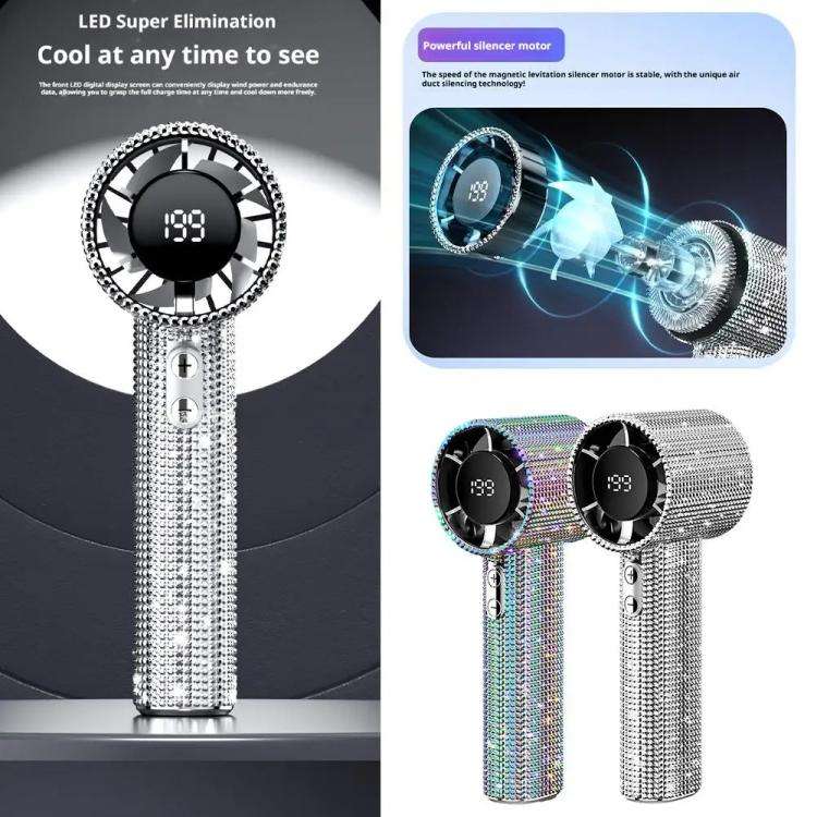 S5 Bling Rhinestone High-speed Handheld Fan(White)
