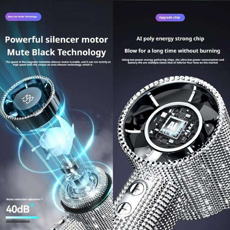 S5 Bling Rhinestone High-speed Handheld Fan(White)