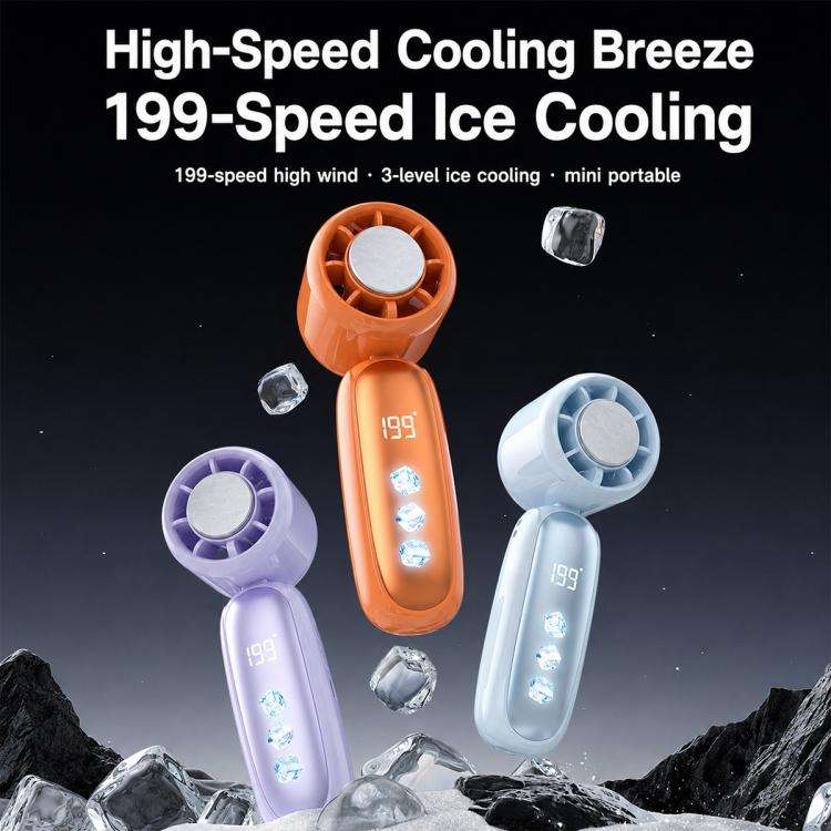 K22 Digital Display High-Speed Cooling Handheld Fan(Orange)