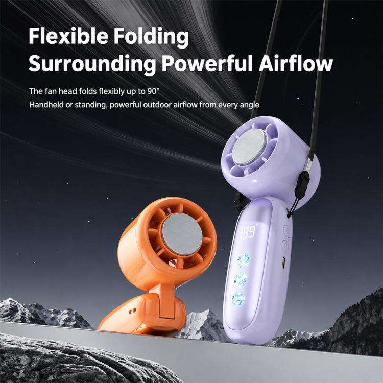 K22 Digital Display High-Speed Cooling Handheld Fan(Orange)
