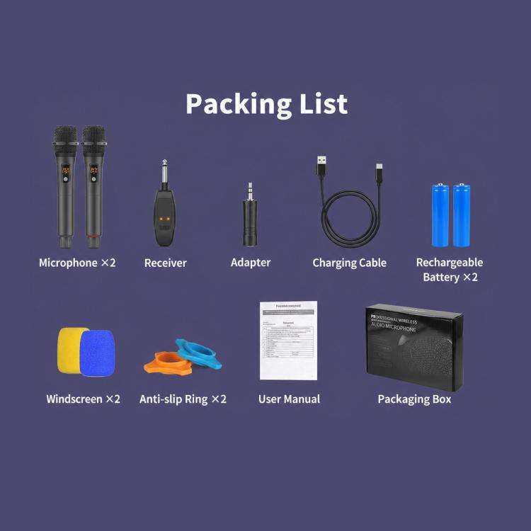 G109 2 in 1 Anti-Feedback 2.4G Wireless Handheld Microphone(Grey)