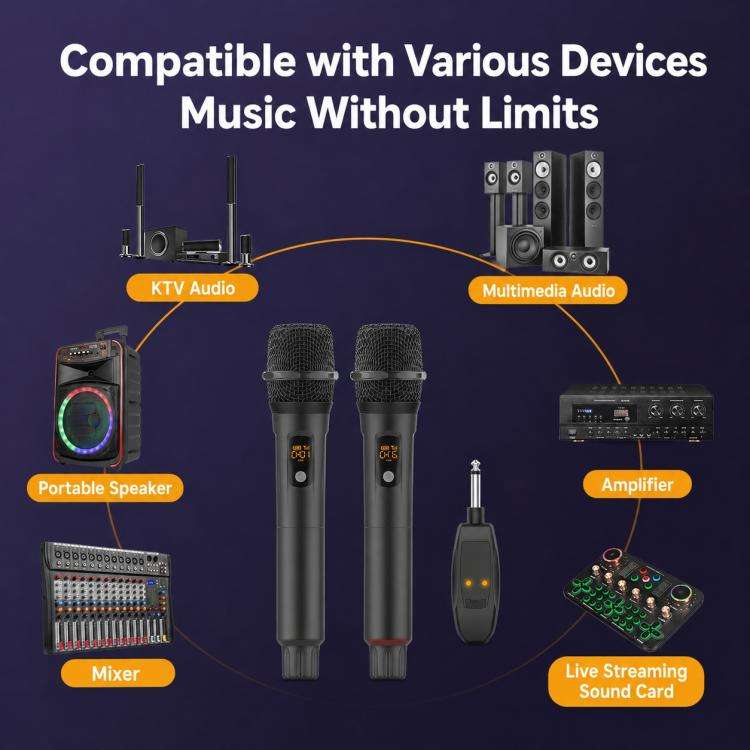 G109 1 to 2 Anti-Feedback 2.4G Wireless Handheld Microphone(Grey)
