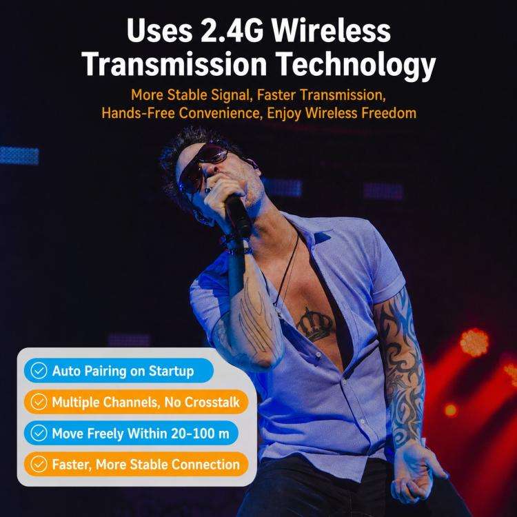 G109 1 to 2 Anti-Feedback 2.4G Wireless Handheld Microphone(Grey)