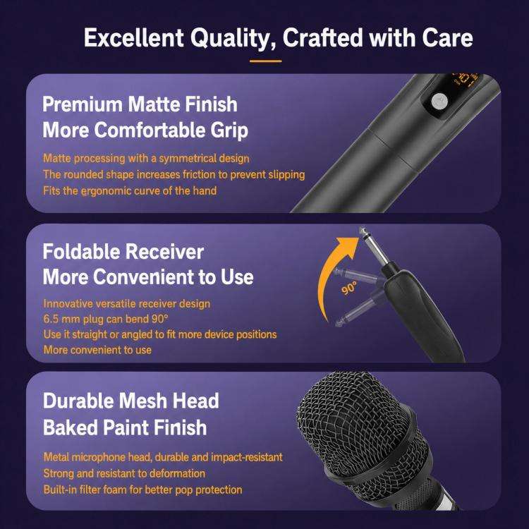 G109 1 to 2 Anti-Feedback 2.4G Wireless Handheld Microphone(Grey)