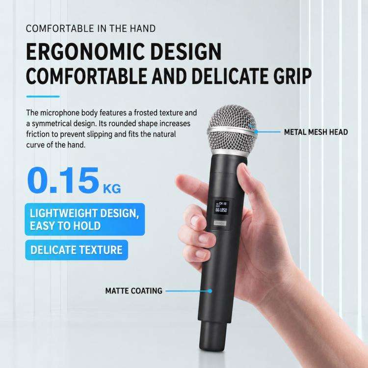 GE5 1 to 2 Wireless 2.4G Handheld Microphone(Black)