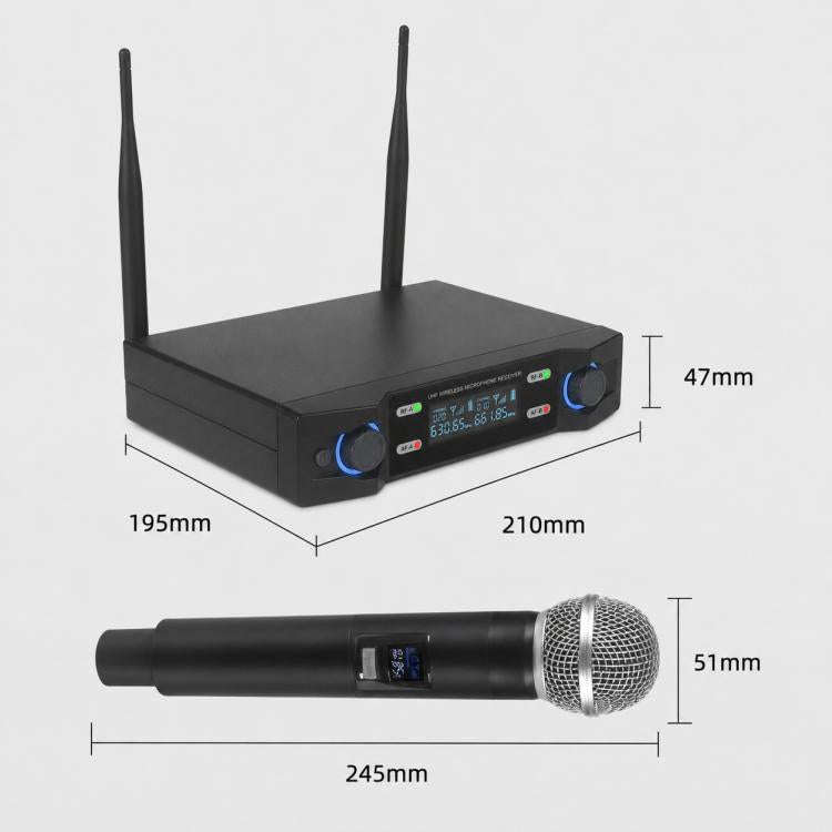V7 1 to 2 VHF Wireless Handheld Microphone(Black)