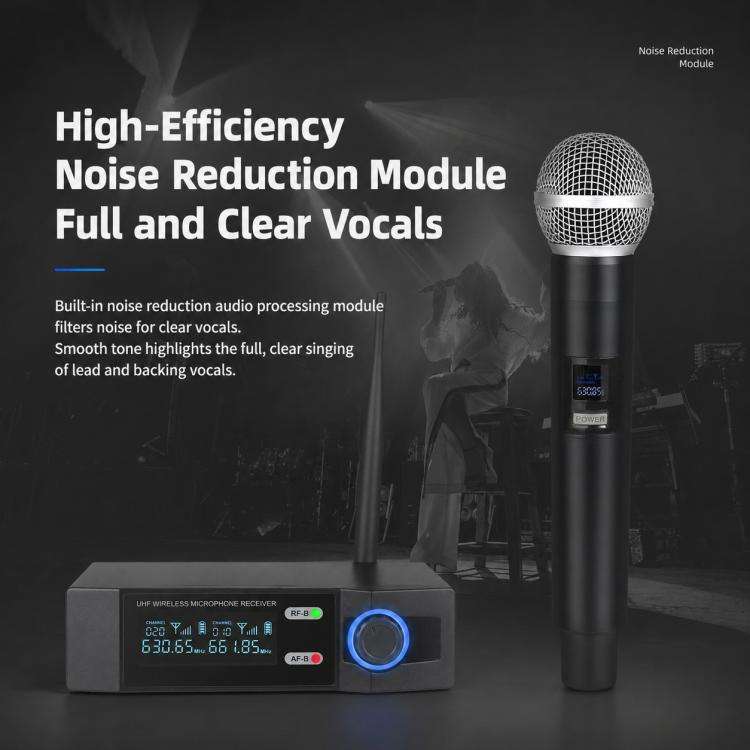V7 1 to 2 VHF Wireless Handheld Microphone(Black)