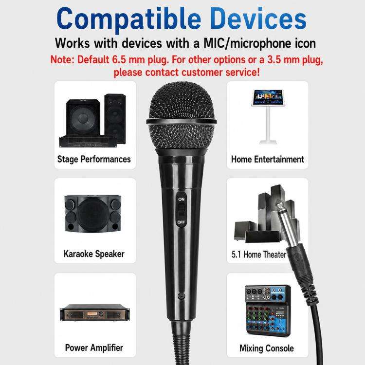 YS-102 Integrated Wired Dynamic Microphone, Specification:6.35mm