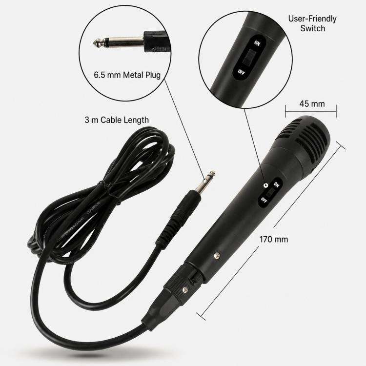 YS-102 Separate Wired Dynamic Microphone, Specification:6.35mm