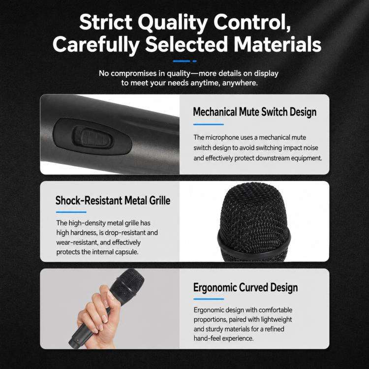 YS-223 Anti-feedback Separate Wired Microphone, Specification:6.35mm