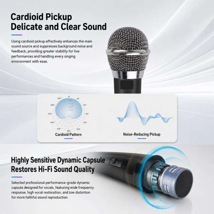 YS-226 Separate Wired Dynamic Microphone, Specification:6.35mm(Black)