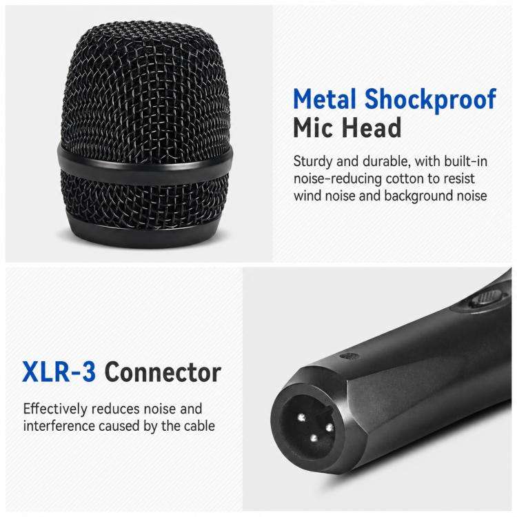 YS-228 Separate Wired Anti-Feedback Metal Microphone, Specification:6.35mm(Matte Black)