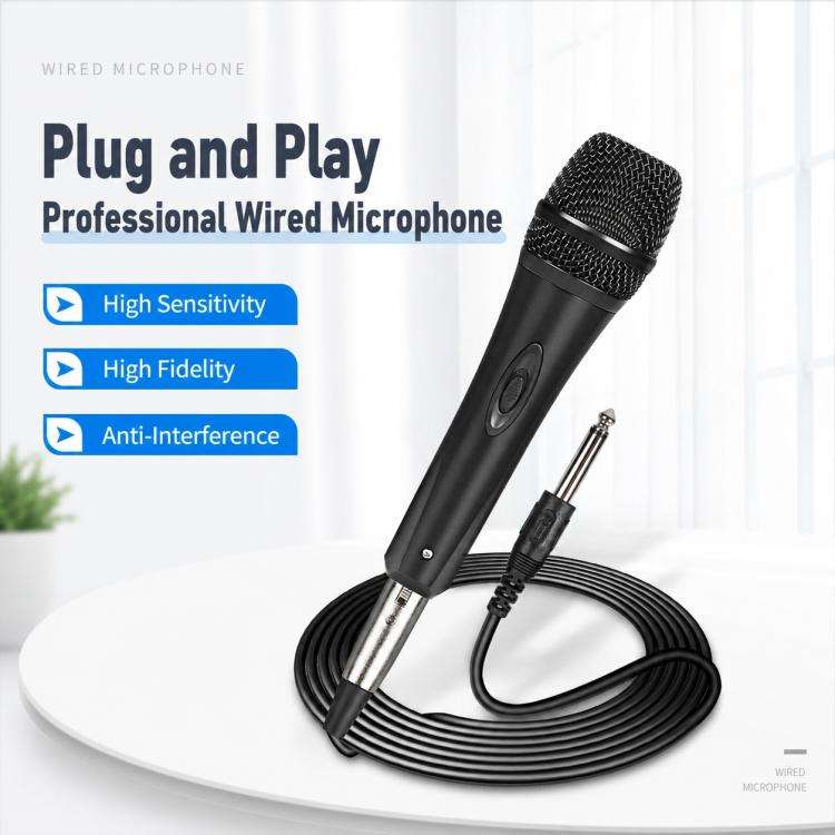 YS-228 Separate Wired Anti-Feedback Metal Microphone, Specification:6.35mm(Matte Black)