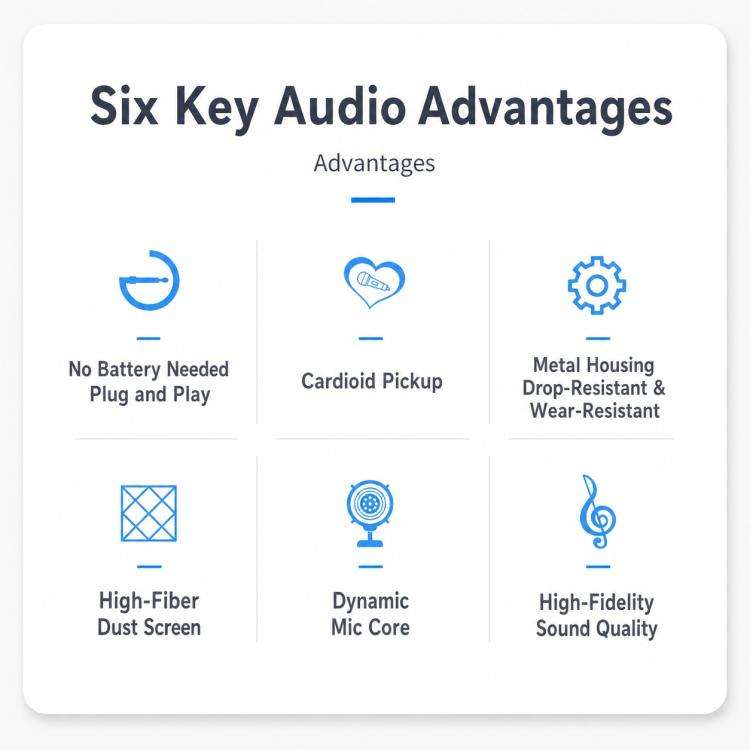 YS-228 Separate Wired Anti-Feedback Metal Microphone, Specification:6.35mm(Matte Black)