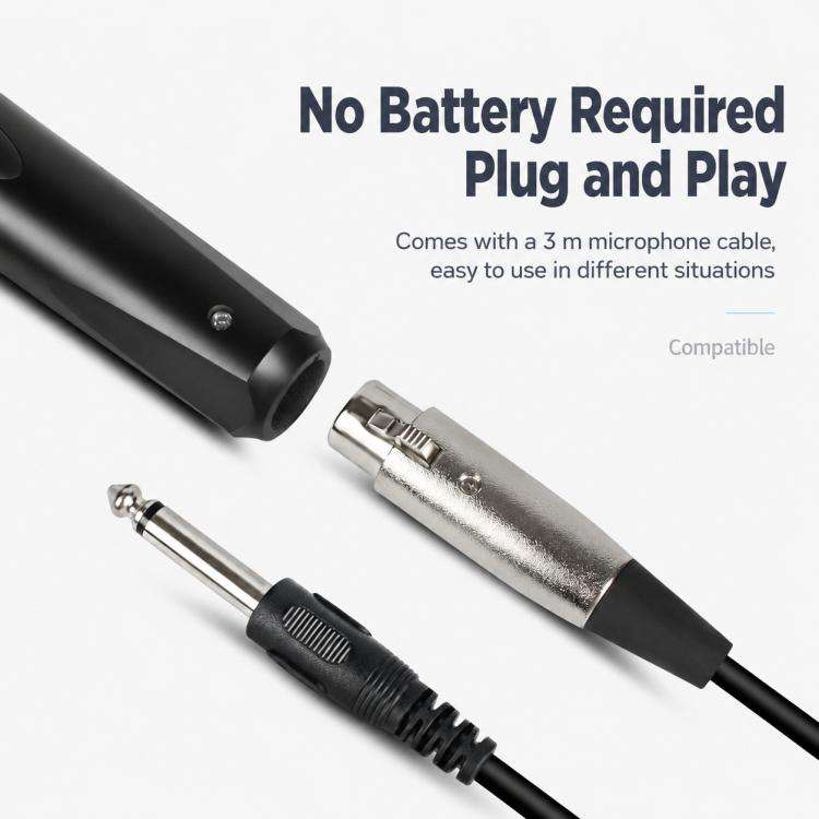 YS-228 Separate Wired Anti-Feedback Metal Microphone, Specification:6.35mm(Matte Black)