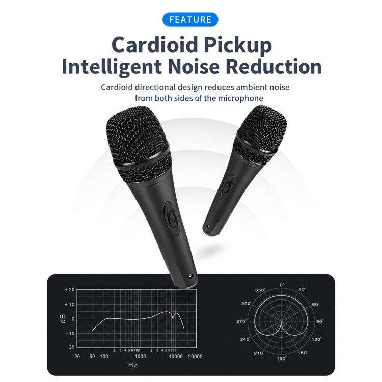 YS-228 Separate Wired Anti-Feedback Metal Microphone, Specification:6.35mm(Matte Black)