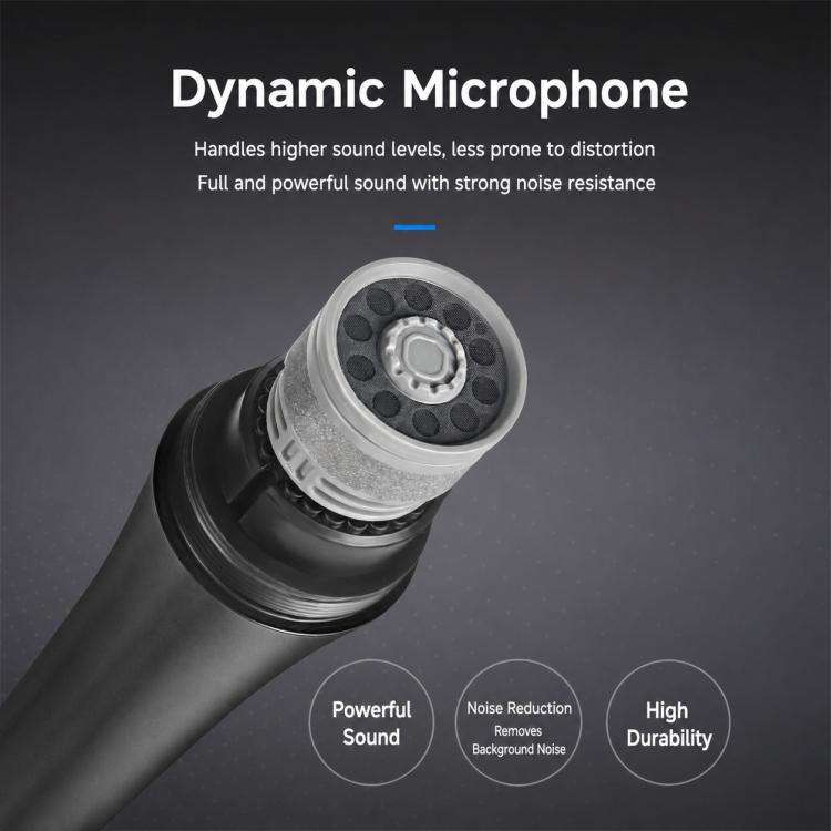 YS-228 Separate Wired Anti-Feedback Metal Microphone, Specification:6.35mm(Matte Black)