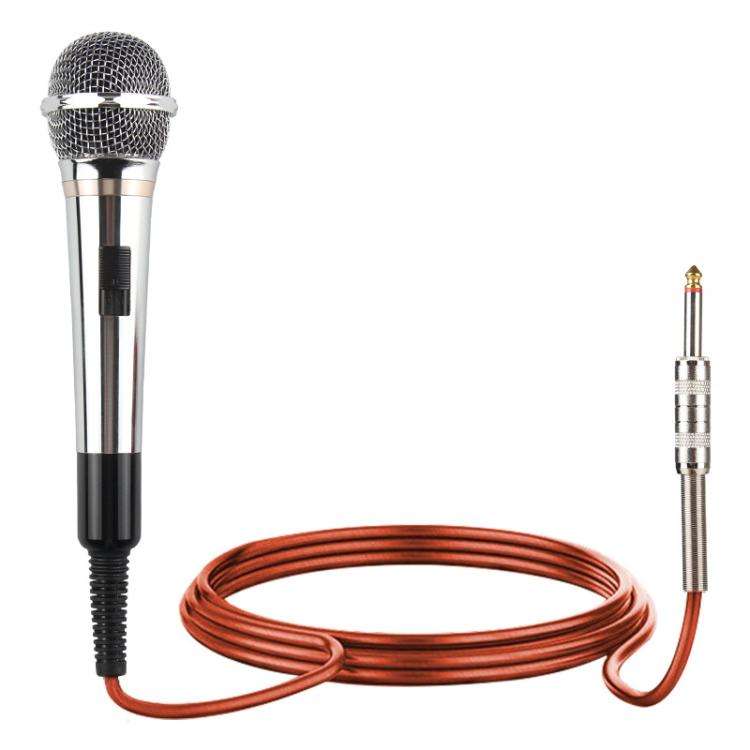 YS-308 Integrated Wired Dynamic Microphone for Karaoke Audio, Specification:6.35mm(Silver)