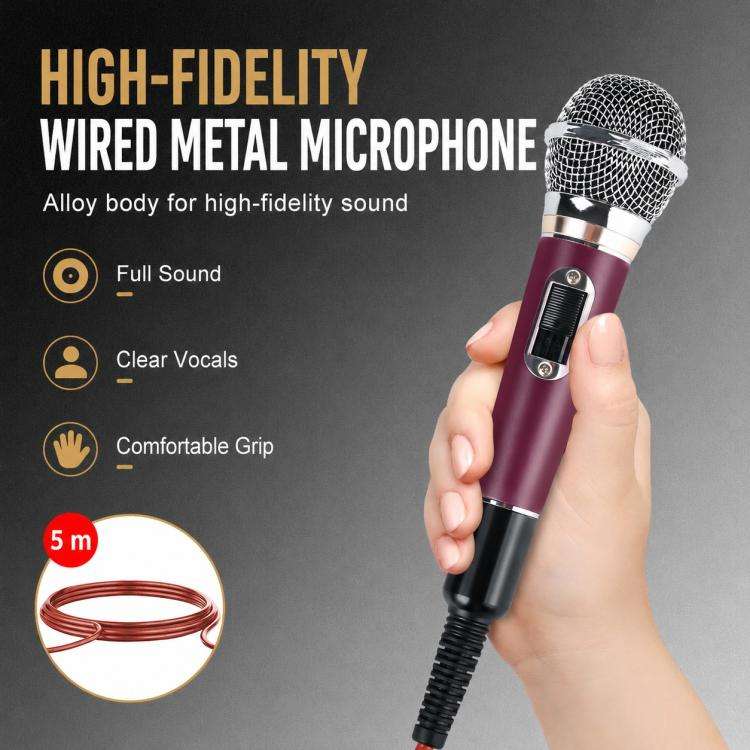 YS-308 Integrated Wired Dynamic Microphone for Karaoke Audio, Specification:6.35mm(Purple)