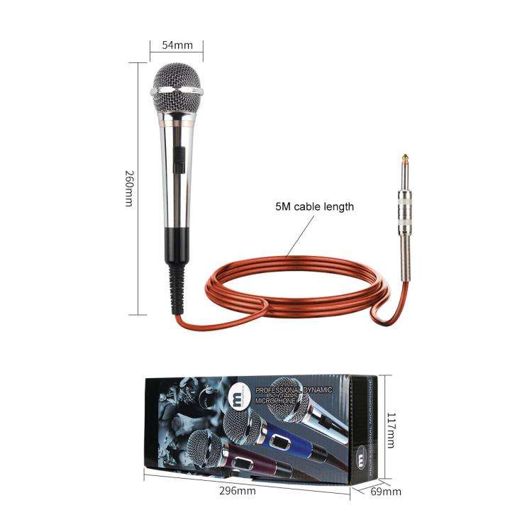 YS-308 Integrated Wired Dynamic Microphone for Karaoke Audio, Specification:6.35mm(Blue)