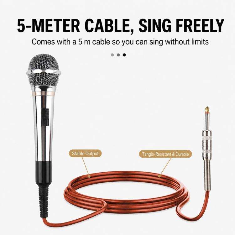 YS-308 Integrated Wired Dynamic Microphone for Karaoke Audio, Specification:6.35mm(Silver)