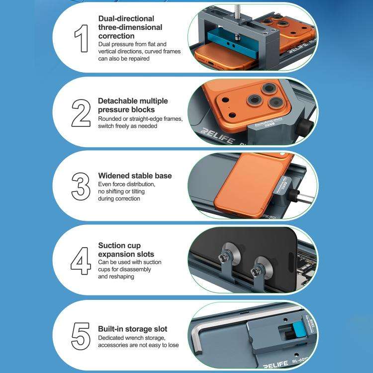 RELIFE RL-601PX Pro Dual-Direction Multifunctional Mobile Phones Frame Correction Tool