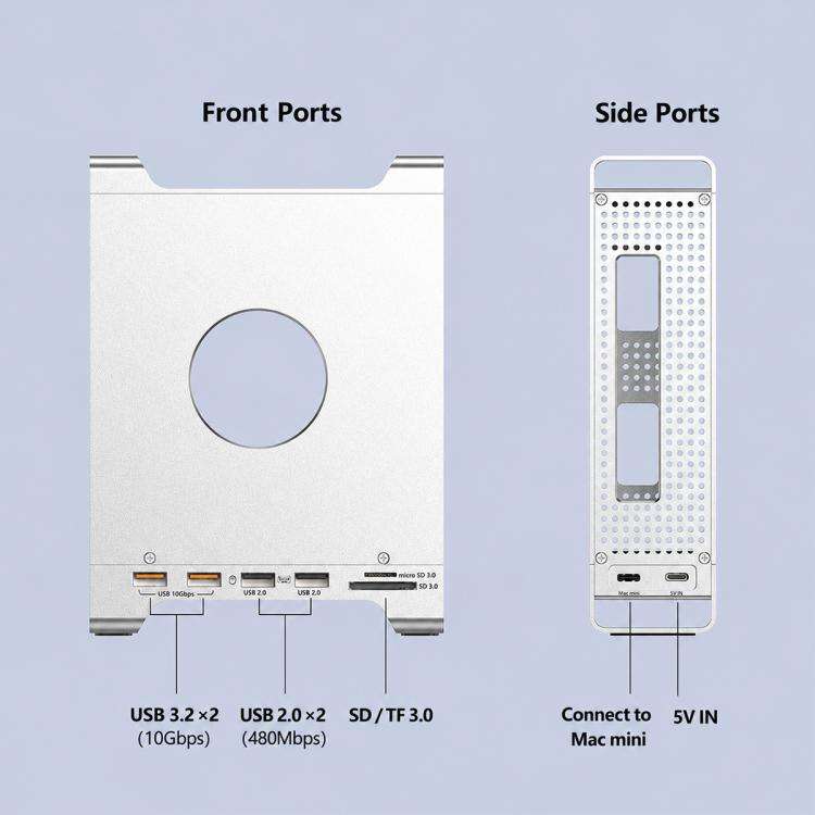 For Mac Mini M4 Blueendless MAC905 Bracket Expansion Dock Hard Drive Enclosure(HDMI+SD4.0)