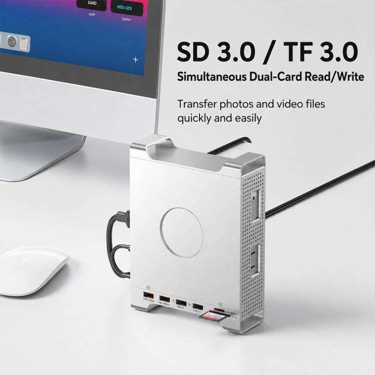 For Mac Mini M4 Blueendless MAC905 Bracket Expansion Dock Hard Drive Enclosure(HDMI+SD4.0)