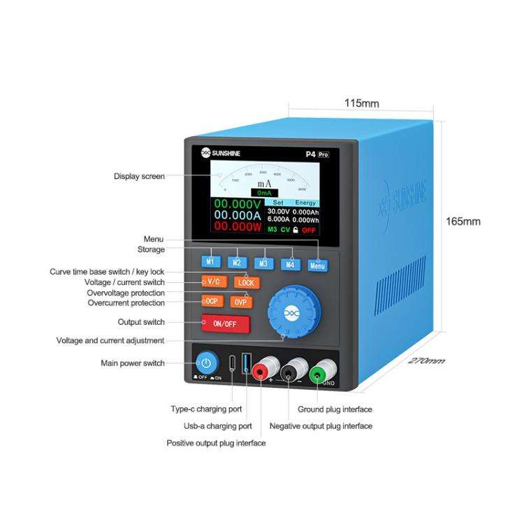 SUNSHINE P4 Pro 30V / 6A Smart DC Regulated Power Supply, Plug:EU Plug