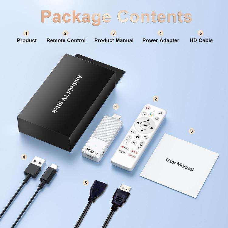 HS86 T1 Android 14 Mini HD TV Stick with Remote Control, 2GB+16GB, RK3518 Cortex-A53 Quad-Core, P...