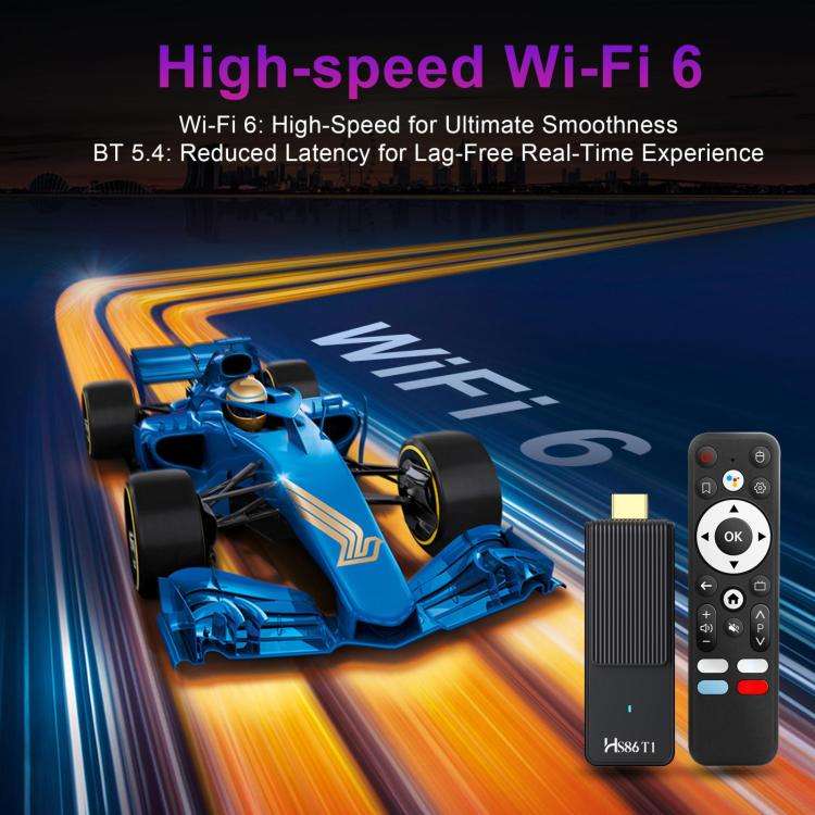 HS86 T1 Android 14 Mini HD TV Stick with Remote Control, 2GB+16GB, RK3518 Cortex-A53 Quad-Core, P...