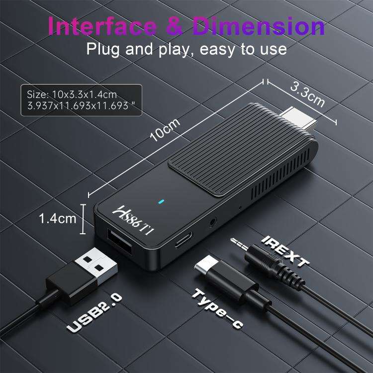 HS86 T1 Android 14 Mini HD TV Stick with Remote Control, 2GB+16GB, RK3518 Cortex-A53 Quad-Core, P...