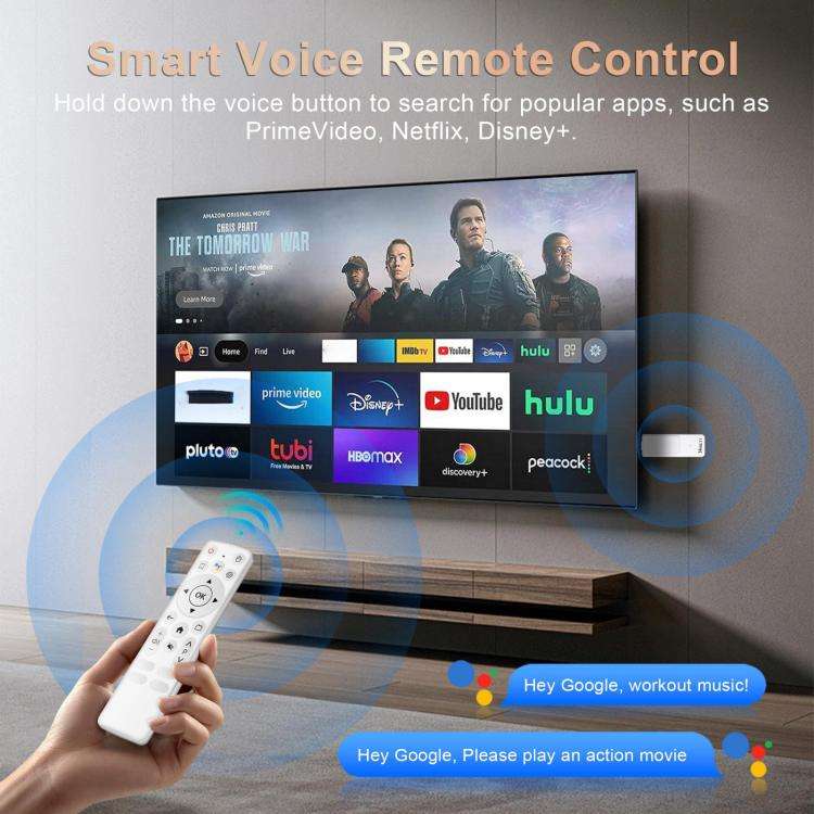 HS86 T1 Android 14 Mini HD TV Stick with Remote Control, 2GB+16GB, RK3518 Cortex-A53 Quad-Core, P...