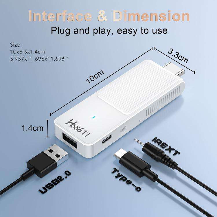 HS86 T1 Android 14 Mini HD TV Stick with Remote Control, 2GB+16GB, RK3518 Cortex-A53 Quad-Core, P...