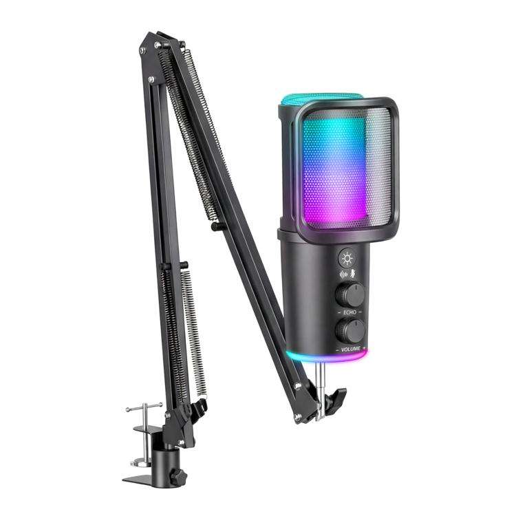 ONIKUMA M530 USB Condenser Microphone RGB Gaming Mic for Streaming(Black)