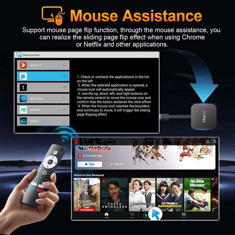 HS86 T2 Android 14 Mini HD TV Stick with Remote Control, 2GB+16GB, RK3518 Cortex-A53 Quad-Core, P...