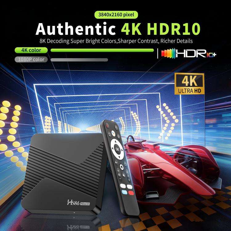 HS86 MINI 13 Android 14 Wifi 6 BT 5.4 4K TV Box, Plug:UK Plug(2 + 16GB)