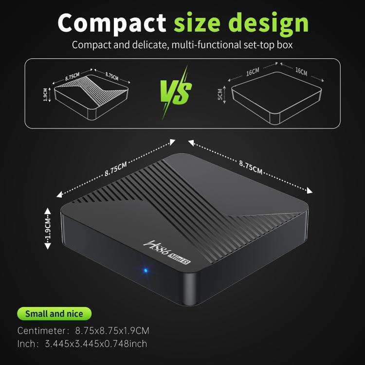HS86 MINI 13 Android 14 Wifi 6 BT 5.4 4K TV Box, Plug:EU Plug(4 + 32GB)