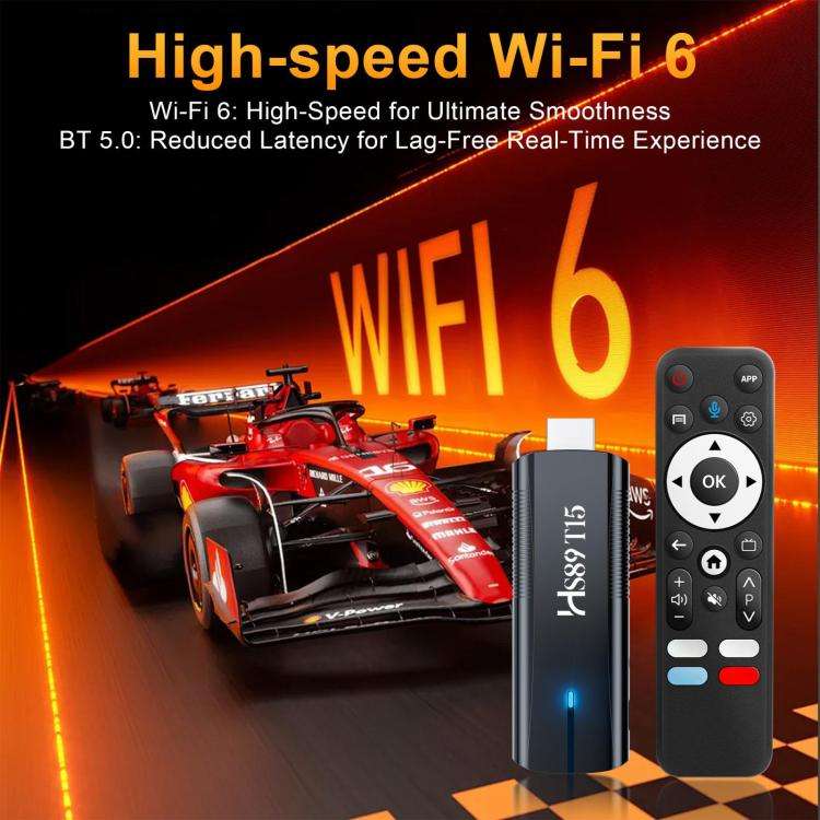 HS89 T15 Android 14 Mini HD TV Stick with Remote Control, 4GB+32GB, RK3539 Cortex-A55 Quad-Core(A...